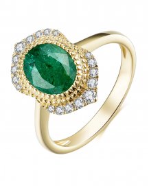 OVAL EMERALD DIAMOND RING (TR3982)