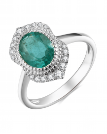 OVAL EMERALD DIAMOND RING (TR3982)