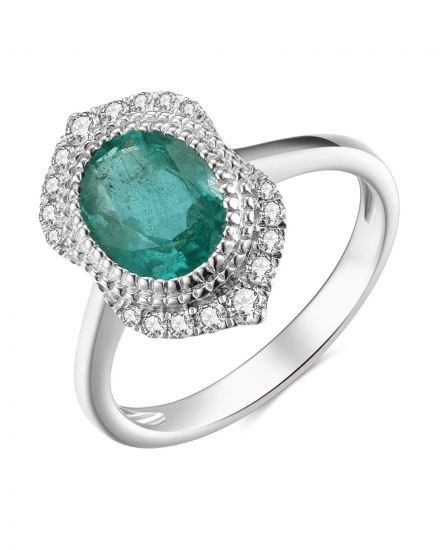 OVAL EMERALD DIAMOND RING (TR3982)