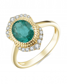 OVAL EMERALD DIAMOND RING (TR3982)