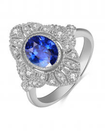 OVAL SAPPHIRE DIAMOND RING (TR3984)