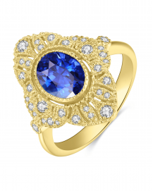 OVAL SAPPHIRE DIAMOND RING (TR3984)