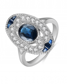 OVAL SAPPHIRE DIAMOND RING (TR3986)