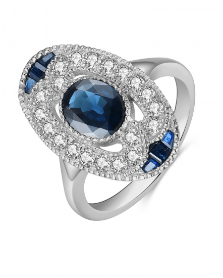 OVAL SAPPHIRE DIAMOND RING (TR3986)