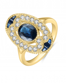 OVAL SAPPHIRE DIAMOND RING (TR3986)