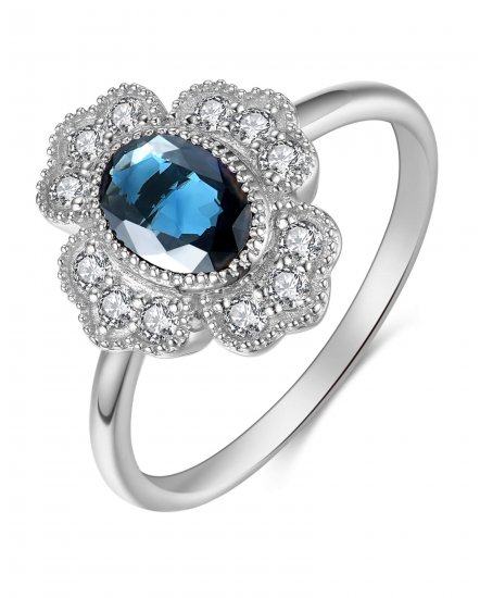 OVAL SAPPHIRE DIAMOND RING (TR3987)