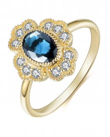 OVAL SAPPHIRE DIAMOND RING (TR3987)