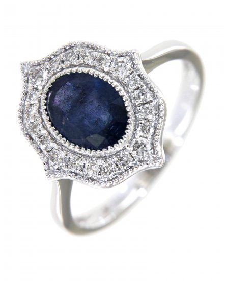OVAL COLORED STONE DIAMOND RING  (TR3989)