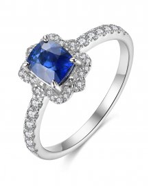 CUSHION SAPPHIRE DIAMOND RING (TR4016)