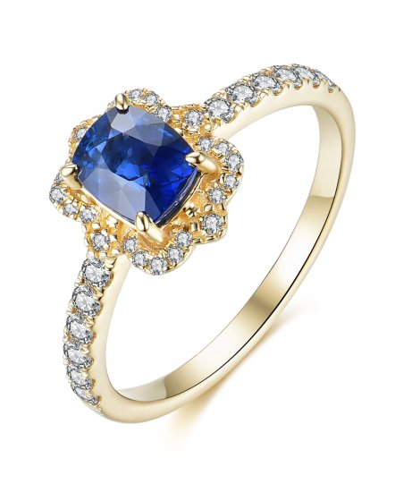 CUSHION SAPPHIRE DIAMOND RING (TR4016)