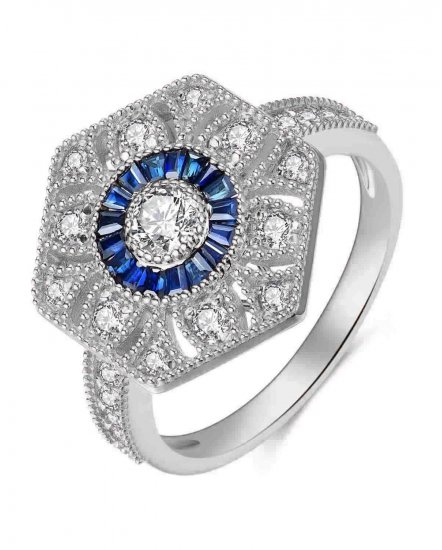 HEXAGON STYLE SAPPHIRE DIAMOND RING (TR4034)
