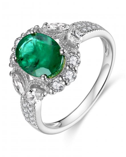 OVAL EMERALD DIAMOND RING (TR4050)
