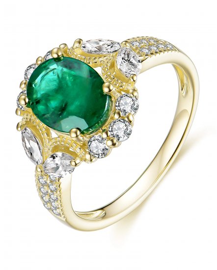 OVAL EMERALD DIAMOND RING (TR4050)