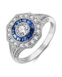 OCTAGON STYLE SAPPHIRE DIAMOND RING (TR4051)