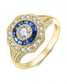 OCTAGON STYLE SAPPHIRE DIAMOND RING (TR4051)