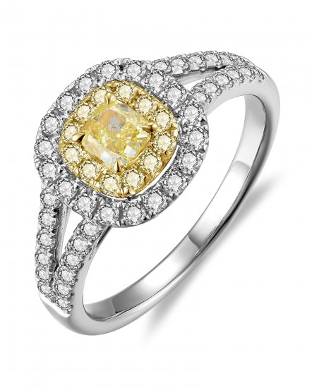 MULTI TONE CUSHION DIAMOND ENGAGEMENT RING (TR4072)