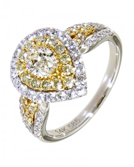 MULTI TONE PEAR DIAMOND ENGAGEMENT RING (TR4076)