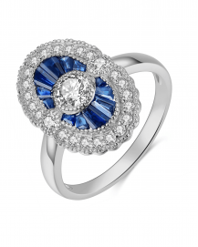 OVAL SAPPHIRE DIAMOND RING (TR4120)