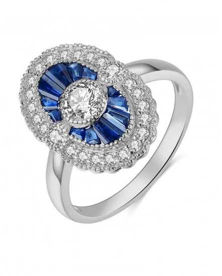 OVAL SAPPHIRE DIAMOND RING (TR4120)