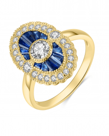 OVAL SAPPHIRE DIAMOND RING (TR4120)