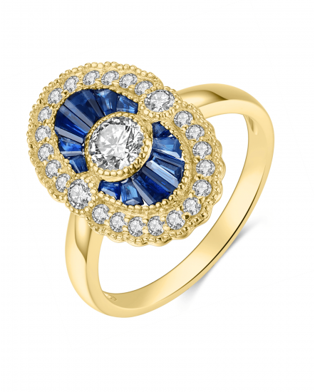 OVAL SAPPHIRE DIAMOND RING (TR4120)