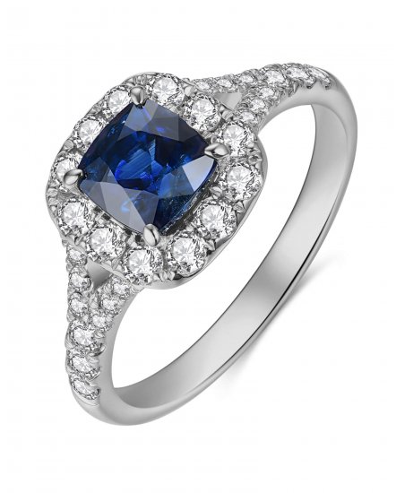 CUSHION SAPPHIRE DIAMOND RING (TR4135)