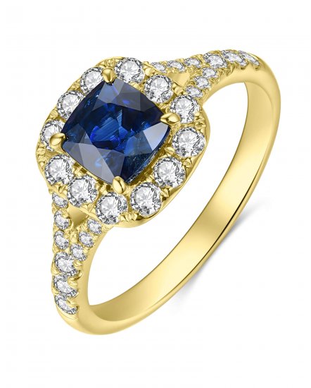 CUSHION SAPPHIRE DIAMOND RING (TR4135)