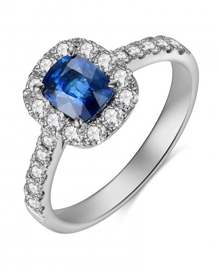 CUSHION SAPPHIRE DIAMOND RING (TR4136)