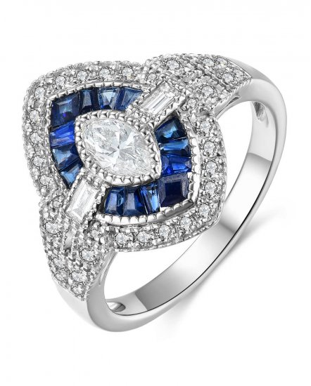 MARQUISE STYLE SAPPHIRE DIAMOND RING (TR4165)