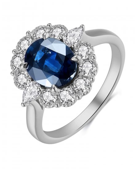 OVAL SAPPHIRE DIAMOND RING (TR4170)