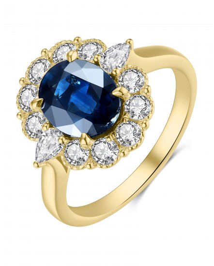 OVAL SAPPHIRE DIAMOND RING (TR4170)