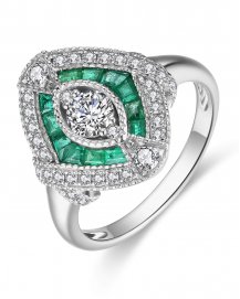 KITE STYLE EMERALD DIAMOND RING (TR4172)