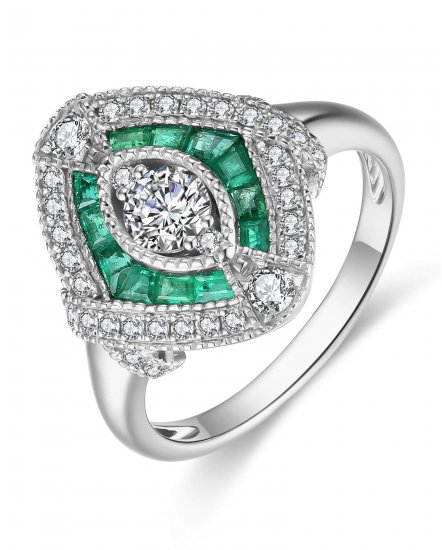 KITE STYLE EMERALD DIAMOND RING (TR4172)