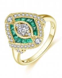 KITE STYLE EMERALD DIAMOND RING (TR4172)