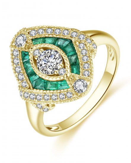 KITE STYLE EMERALD DIAMOND RING (TR4172)