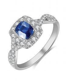 CUSHION SAPPHIRE DIAMOND RING (TR4190)