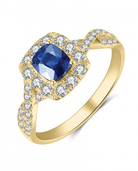 CUSHION SAPPHIRE DIAMOND RING (TR4190)