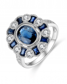OVAL SAPPHIRE DIAMOND RING (TR4203)