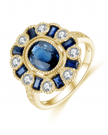 OVAL SAPPHIRE DIAMOND RING (TR4203)
