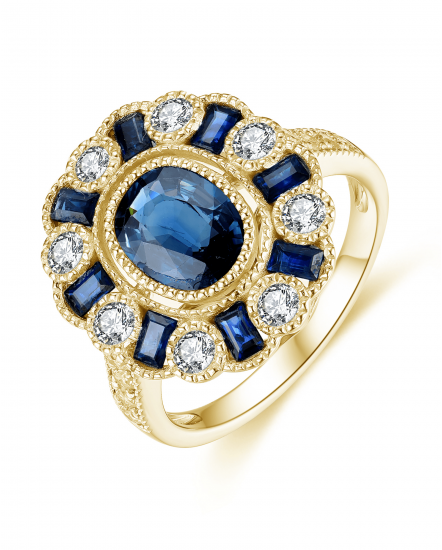 OVAL SAPPHIRE DIAMOND RING (TR4203)
