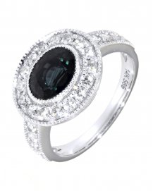 OVAL SAPPHIRE DIAMOND RING (TR4232)