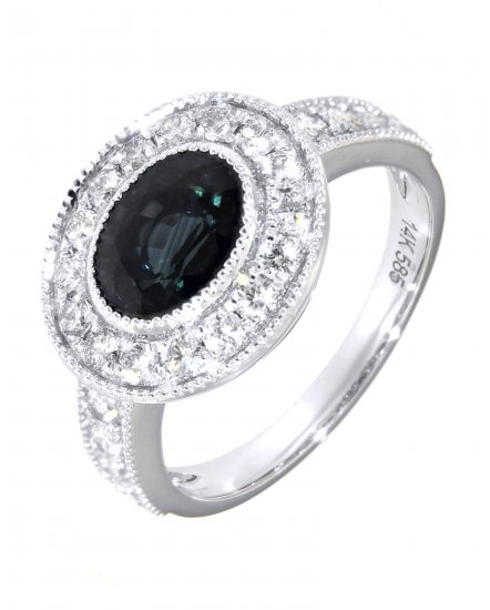 OVAL SAPPHIRE DIAMOND RING (TR4232)