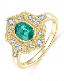OVAL EMERALD DIAMOND RING (TR4236)