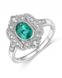 OVAL EMERALD DIAMOND RING (TR4236)