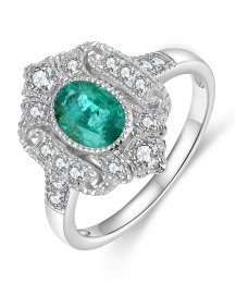 OVAL EMERALD DIAMOND RING (TR4236)