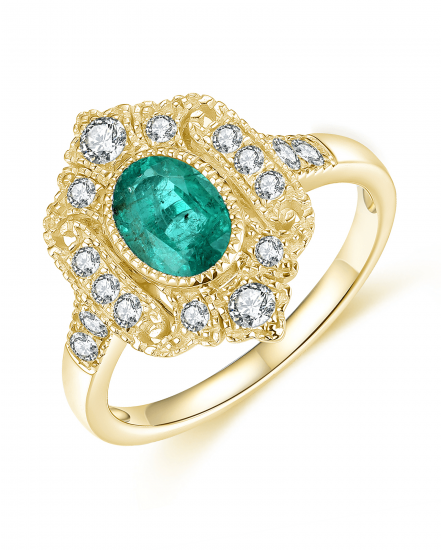 OVAL EMERALD DIAMOND RING (TR4236)