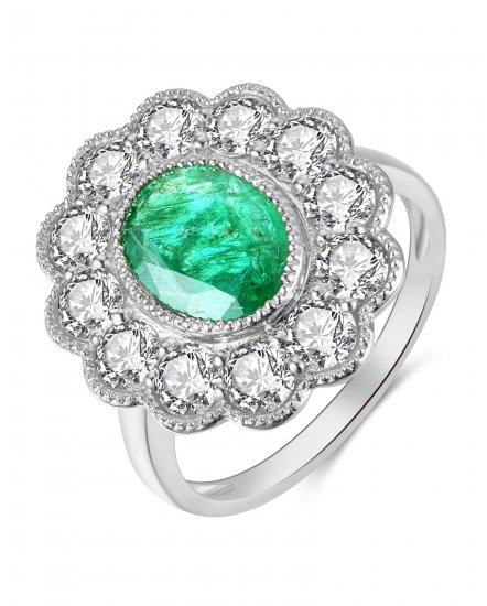 OVAL EMERALD DIAMOND RING (TR4244)