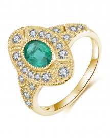 OVAL EMERALD DIAMOND RING (TR4264)