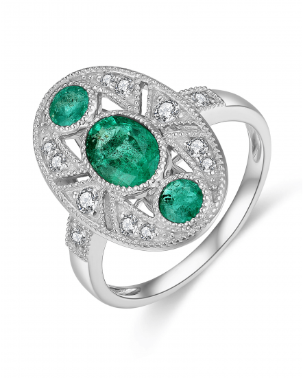OVAL EMERALD DIAMOND RING (TR4271)