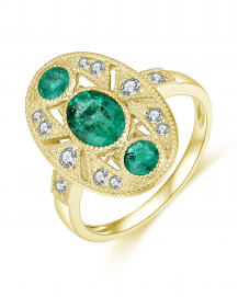 OVAL EMERALD DIAMOND RING (TR4271)